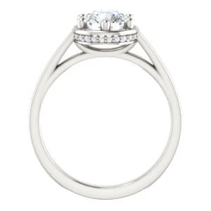 Cubic Zirconia Engagement Ring- The Juana (Customizable Cathedral-raised Round Cut Design with Halo Accents and Under-Halo Style) - Image 3