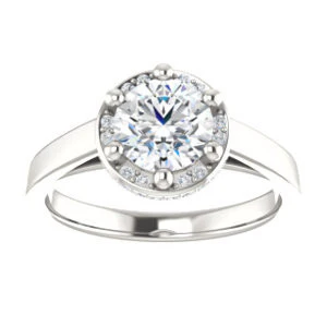 Cubic Zirconia Engagement Ring- The Juana (Customizable Cathedral-raised Round Cut Design with Halo Accents and Under-Halo Style) - Image 4