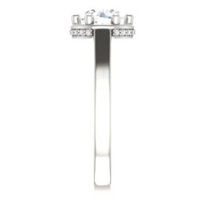 Cubic Zirconia Engagement Ring- The Juana (Customizable Cathedral-raised Round Cut Design with Halo Accents and Under-Halo Style) - Image 5