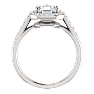 Cubic Zirconia Engagement Ring- The Julie Madison (Customizable Asscher Cut Style with Halo and Round Cut Journey-Style Band Accents) - Image 3
