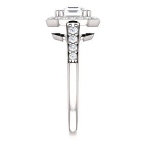 Cubic Zirconia Engagement Ring- The Julie Madison (Customizable Asscher Cut Style with Halo and Round Cut Journey-Style Band Accents) - Image 5
