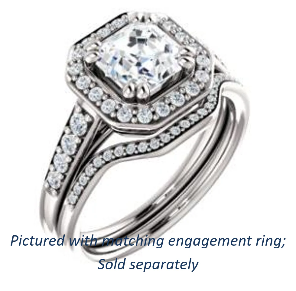 Cubic Zirconia Engagement Ring- The Julie Madison (Customizable Asscher Cut Style with Halo and Round Cut Journey-Style Band Accents) - Image 7