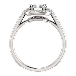 Cubic Zirconia Engagement Ring- The Julie Madison (Customizable Cushion Cut Style with Halo and Round Cut Journey-Style Band Accents) - Image 3
