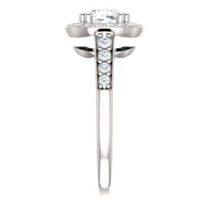 Cubic Zirconia Engagement Ring- The Julie Madison (Customizable Cushion Cut Style with Halo and Round Cut Journey-Style Band Accents) - Image 5