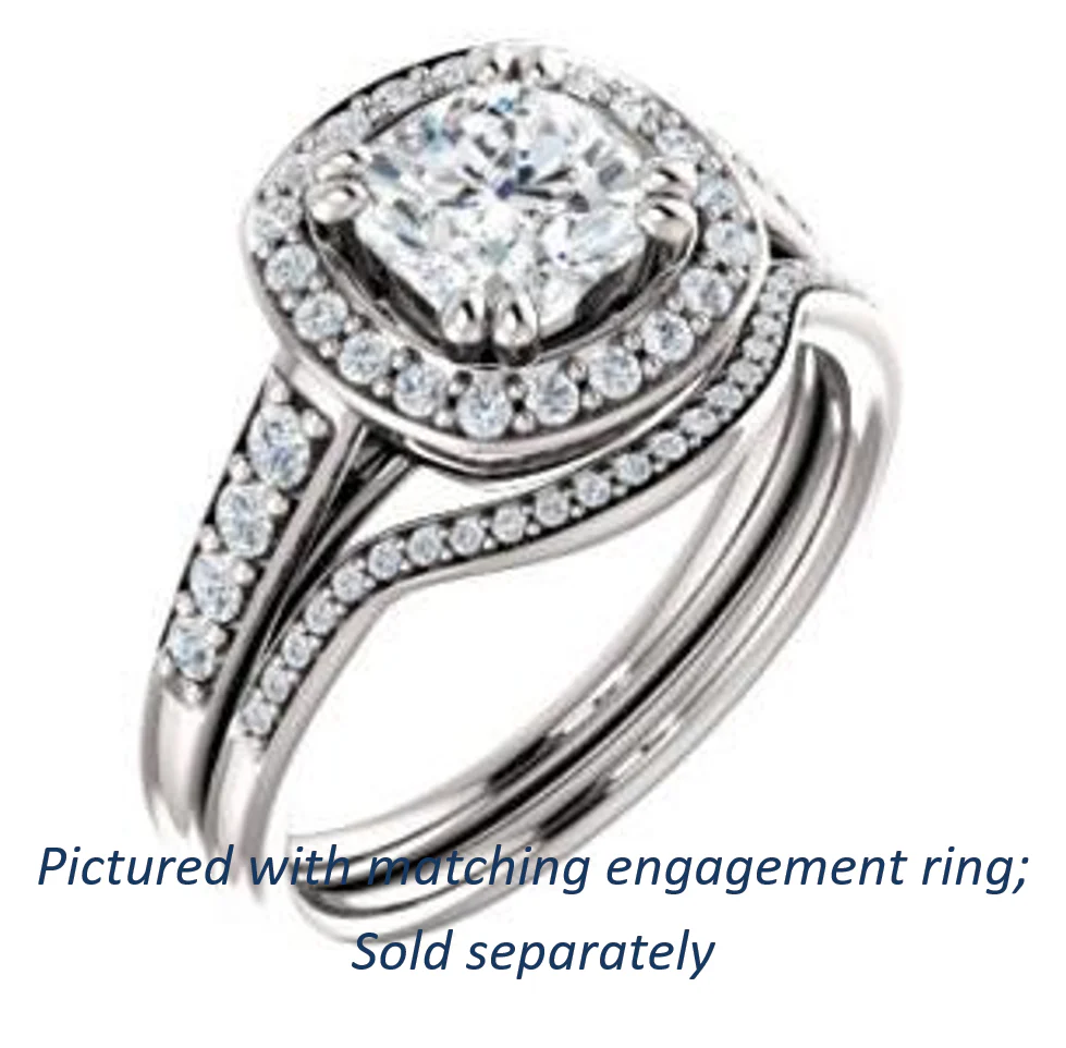 Cubic Zirconia Engagement Ring- The Julie Madison (Customizable Cushion Cut Style with Halo and Round Cut Journey-Style Band Accents) - Image 7