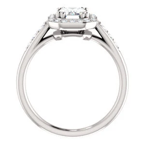 Cubic Zirconia Engagement Ring- The Julie Madison (Customizable Emerald Cut Style with Halo and Round Cut Journey-Style Band Accents) - Image 3