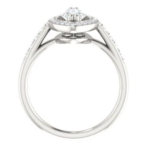 Cubic Zirconia Engagement Ring- The Julie Madison (Customizable Marquise Cut Style with Halo and Round Cut Journey-Style Band Accents) - Image 3