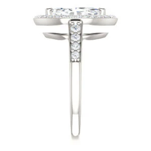 Cubic Zirconia Engagement Ring- The Julie Madison (Customizable Marquise Cut Style with Halo and Round Cut Journey-Style Band Accents) - Image 5