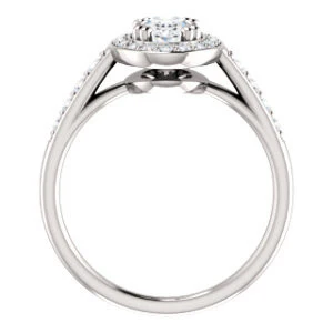 Cubic Zirconia Engagement Ring- The Julie Madison (Customizable Oval Cut Style with Halo and Round Cut Journey-Style Band Accents) - Image 3
