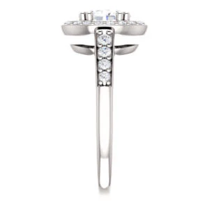 Cubic Zirconia Engagement Ring- The Julie Madison (Customizable Oval Cut Style with Halo and Round Cut Journey-Style Band Accents) - Image 5