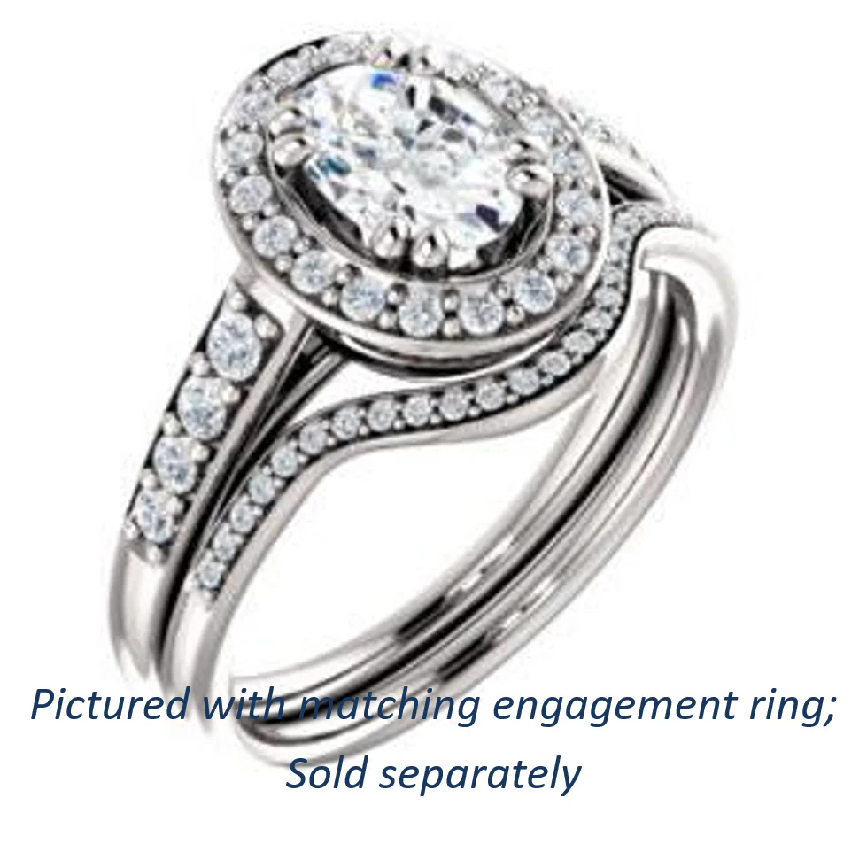 Cubic Zirconia Engagement Ring- The Julie Madison (Customizable Oval Cut Style with Halo and Round Cut Journey-Style Band Accents) - Image 7