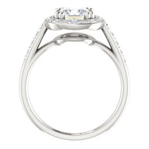 Cubic Zirconia Engagement Ring- The Julie Madison (Customizable Princess Cut Style with Halo and Round Cut Journey-Style Band Accents) - Image 3