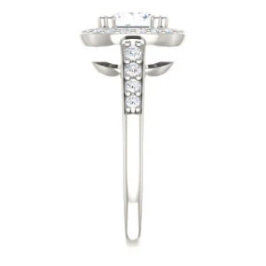 Cubic Zirconia Engagement Ring- The Julie Madison (Customizable Princess Cut Style with Halo and Round Cut Journey-Style Band Accents) - Image 5