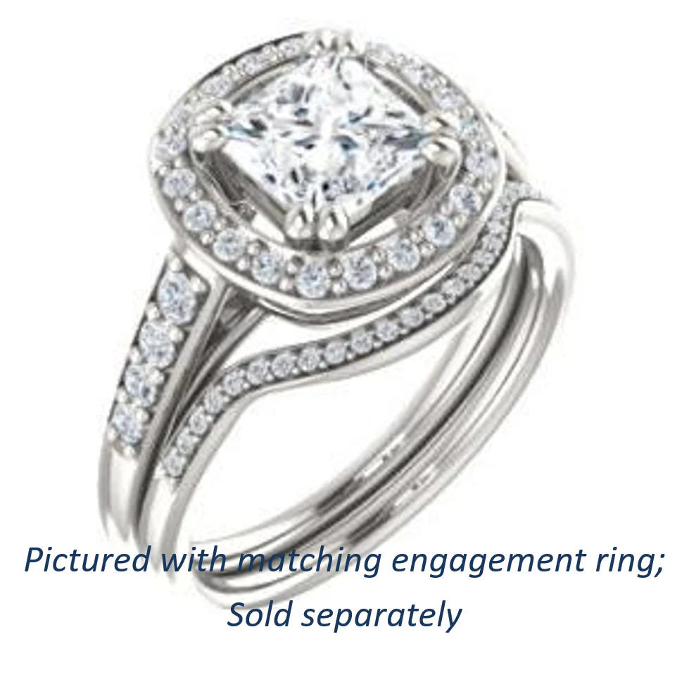 Cubic Zirconia Engagement Ring- The Julie Madison (Customizable Princess Cut Style with Halo and Round Cut Journey-Style Band Accents) - Image 7