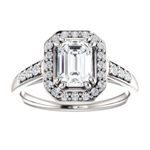 Cubic Zirconia Engagement Ring- The Julie Madison (Customizable Radiant Cut Style with Halo and Round Cut Journey-Style Band Accents) - Image 9