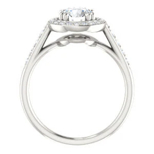Cubic Zirconia Engagement Ring- The Julie Madison (Customizable Round Cut Style with Halo and Round Cut Journey-Style Band Accents) - Image 3