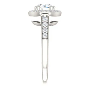 Cubic Zirconia Engagement Ring- The Julie Madison (Customizable Round Cut Style with Halo and Round Cut Journey-Style Band Accents) - Image 5