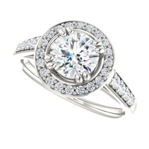 Cubic Zirconia Engagement Ring- The Julie Madison (Customizable Round Cut Style with Halo and Round Cut Journey-Style Band Accents) - Image 6