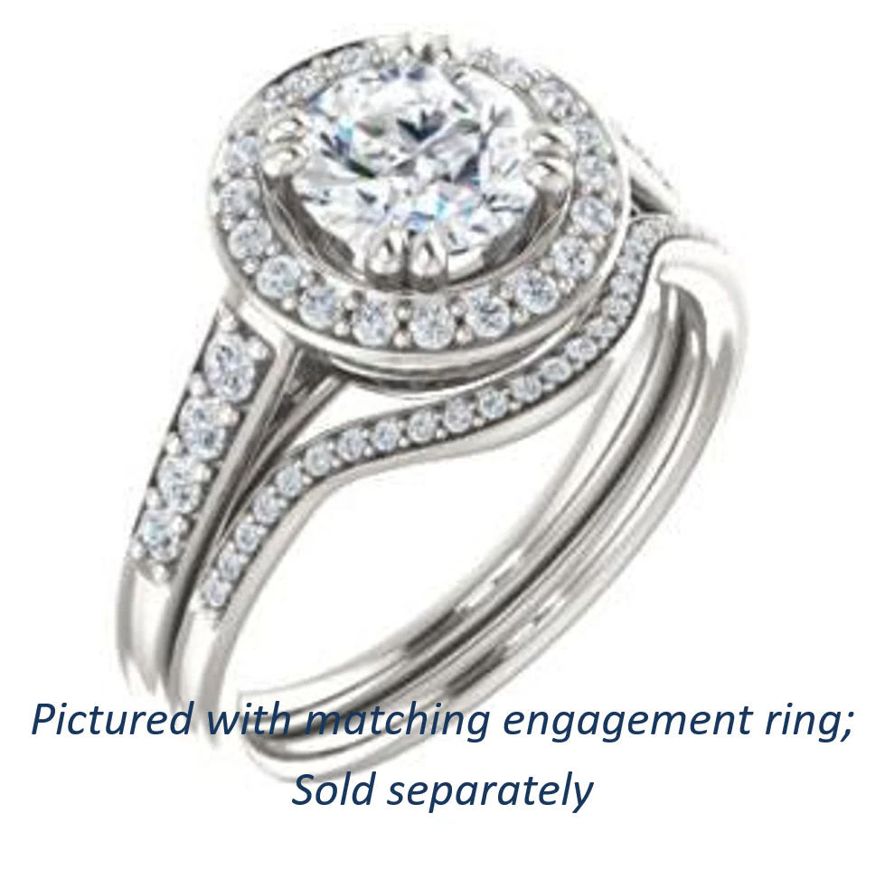 Cubic Zirconia Engagement Ring- The Julie Madison (Customizable Round Cut Style with Halo and Round Cut Journey-Style Band Accents) - Image 7