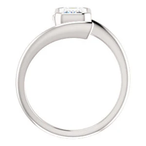 Cubic Zirconia Engagement Ring- The Lacy Michelle (Customizable Bezel-set Emerald Cut Solitaire with Thin, Twisting-Bypass Asymmetrical Band) - Image 3