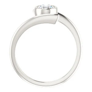 Cubic Zirconia Engagement Ring- The Lacy Michelle (Customizable Bezel-set Oval Cut Solitaire with Thin, Twisting-Bypass Asymmetrical Band) - Image 3