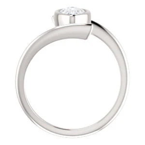 Cubic Zirconia Engagement Ring- The Lacy Michelle (Customizable Bezel-set Pear Cut Solitaire with Thin, Twisting-Bypass Asymmetrical Band) - Image 3