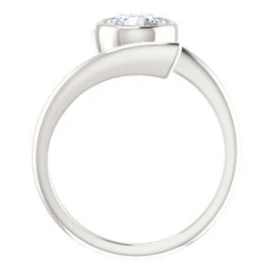 Cubic Zirconia Engagement Ring- The Lacy Michelle (Customizable Bezel-set Round Cut Solitaire with Thin, Twisting-Bypass Asymmetrical Band) - Image 3