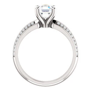 Cubic Zirconia Engagement Ring- The Layla (Customizable Asscher Cut Design with Segmented Double-Pavé Band) - Image 3
