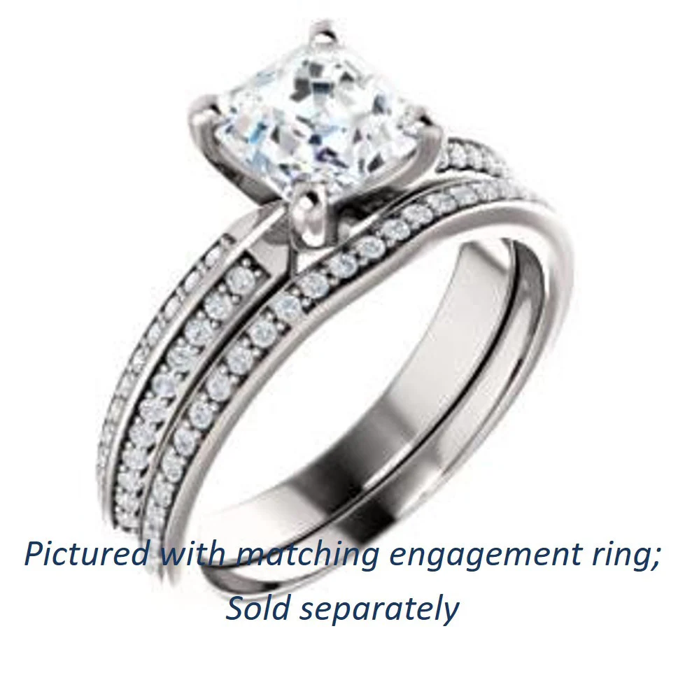 Cubic Zirconia Engagement Ring- The Layla (Customizable Asscher Cut Design with Segmented Double-Pavé Band) - Image 7