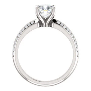 Cubic Zirconia Engagement Ring- The Layla (Customizable Cushion Cut Design with Segmented Double-Pavé Band) - Image 3