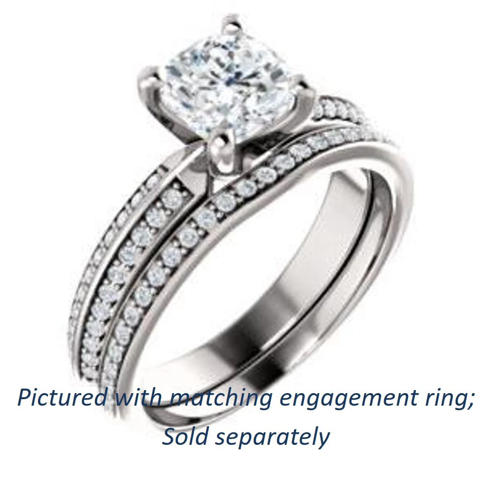 Cubic Zirconia Engagement Ring- The Layla (Customizable Cushion Cut Design with Segmented Double-Pavé Band) - Image 7