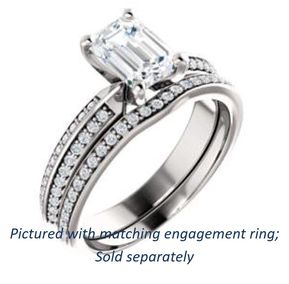 Cubic Zirconia Engagement Ring- The Layla (Customizable Emerald Cut Design with Segmented Double-Pavé Band) - Image 7
