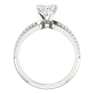 Cubic Zirconia Engagement Ring- The Layla (Customizable Heart Cut Design with Segmented Double-Pavé Band) - Image 3