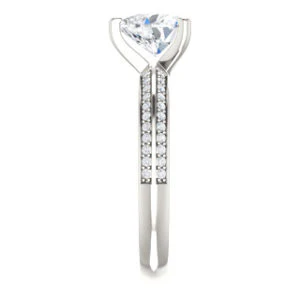 Cubic Zirconia Engagement Ring- The Layla (Customizable Heart Cut Design with Segmented Double-Pavé Band) - Image 5