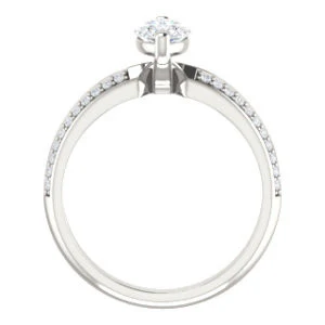 Cubic Zirconia Engagement Ring- The Layla (Customizable Marquise Cut Design with Segmented Double-Pavé Band) - Image 3