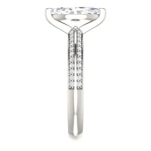 Cubic Zirconia Engagement Ring- The Layla (Customizable Marquise Cut Design with Segmented Double-Pavé Band) - Image 5