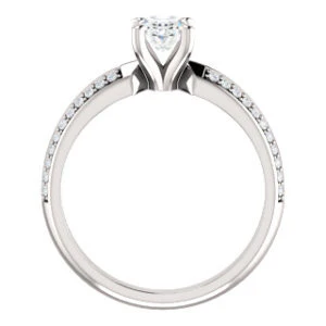 Cubic Zirconia Engagement Ring- The Layla (Customizable Oval Cut Design with Segmented Double-Pavé Band) - Image 3