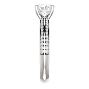 Cubic Zirconia Engagement Ring- The Layla (Customizable Oval Cut Design with Segmented Double-Pavé Band) - Image 5