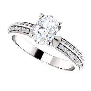 Cubic Zirconia Engagement Ring- The Layla (Customizable Oval Cut Design with Segmented Double-Pavé Band) - Image 6