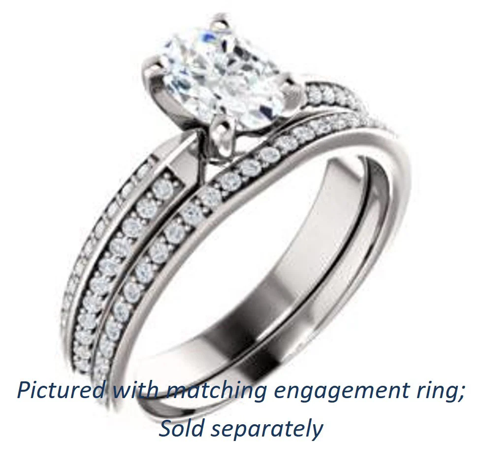 Cubic Zirconia Engagement Ring- The Layla (Customizable Oval Cut Design with Segmented Double-Pavé Band) - Image 7