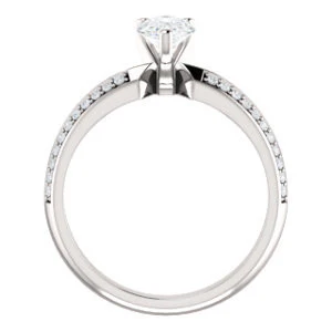 Cubic Zirconia Engagement Ring- The Layla (Customizable Pear Cut Design with Segmented Double-Pavé Band) - Image 3