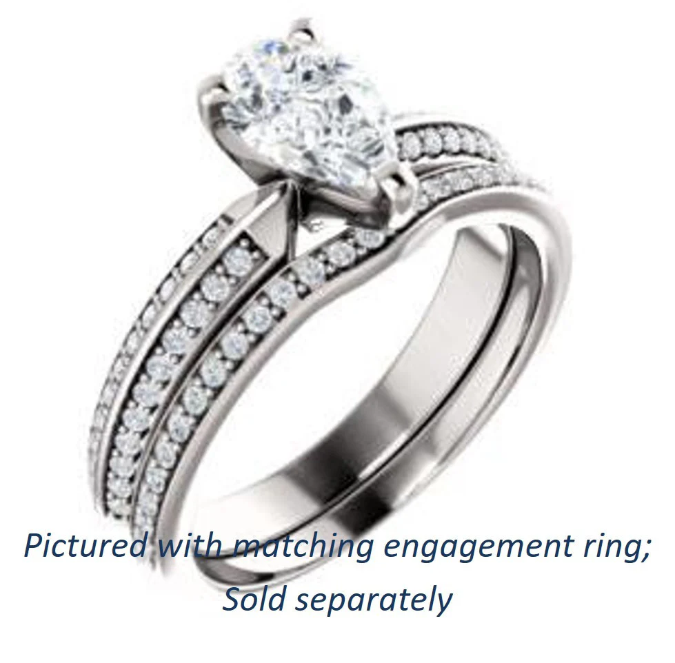 Cubic Zirconia Engagement Ring- The Layla (Customizable Pear Cut Design with Segmented Double-Pavé Band) - Image 7