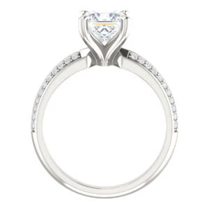 Cubic Zirconia Engagement Ring- The Layla (Customizable Princess Cut Design with Segmented Double-Pavé Band) - Image 3