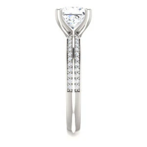 Cubic Zirconia Engagement Ring- The Layla (Customizable Princess Cut Design with Segmented Double-Pavé Band) - Image 5