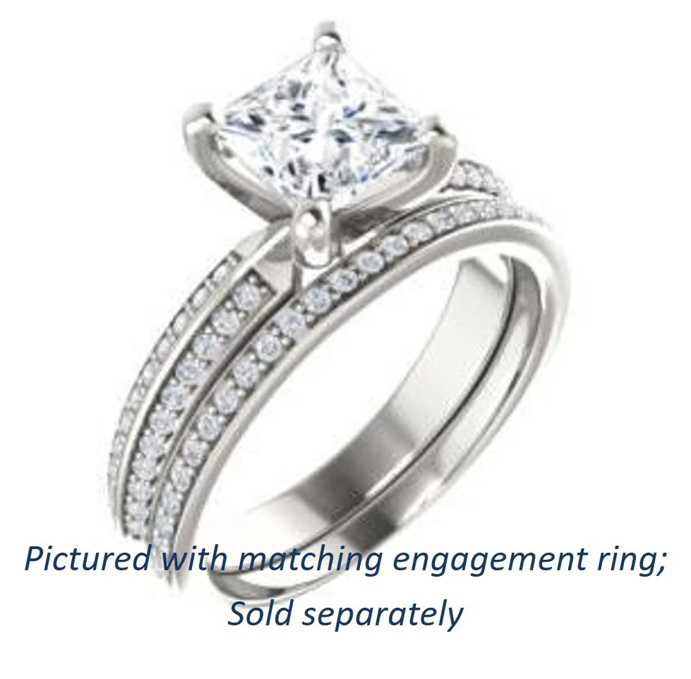 Cubic Zirconia Engagement Ring- The Layla (Customizable Princess Cut Design with Segmented Double-Pavé Band) - Image 7