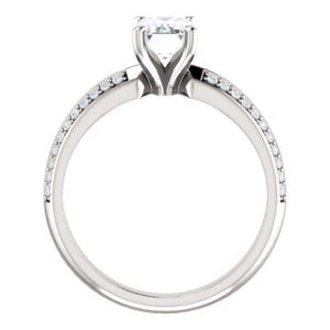 Cubic Zirconia Engagement Ring- The Layla (Customizable Radiant Cut Design with Segmented Double-Pavé Band) - Image 3