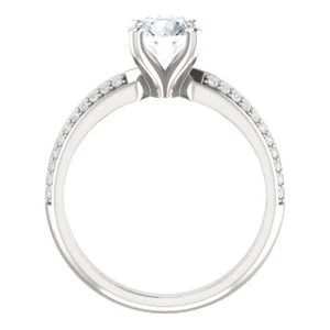 Cubic Zirconia Engagement Ring- The Layla (Customizable Round Cut Design with Segmented Double-Pavé Band) - Image 3