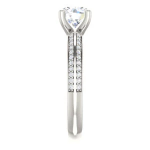 Cubic Zirconia Engagement Ring- The Layla (Customizable Round Cut Design with Segmented Double-Pavé Band) - Image 5
