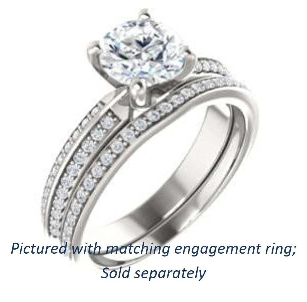 Cubic Zirconia Engagement Ring- The Layla (Customizable Round Cut Design with Segmented Double-Pavé Band) - Image 7