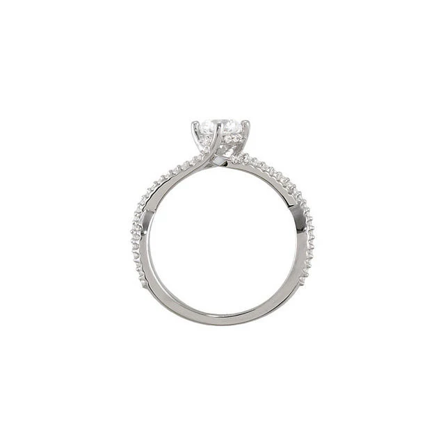 Cubic Zirconia Engagement Ring- The Liv Christina (Round Tiara-themed Split-Band with Pave) - Image 6